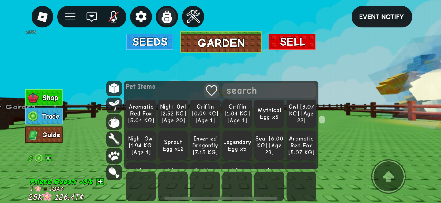 Todos os meus pets de grow a garden