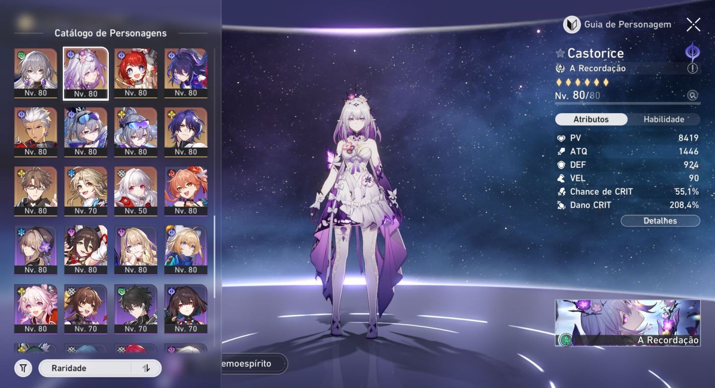 Conta end game Star Rail muito bem cuidada