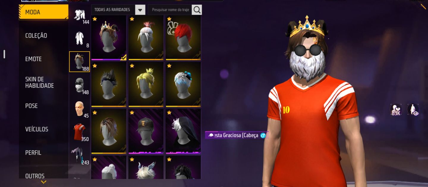 Conta free fire com barbinha e top criminal