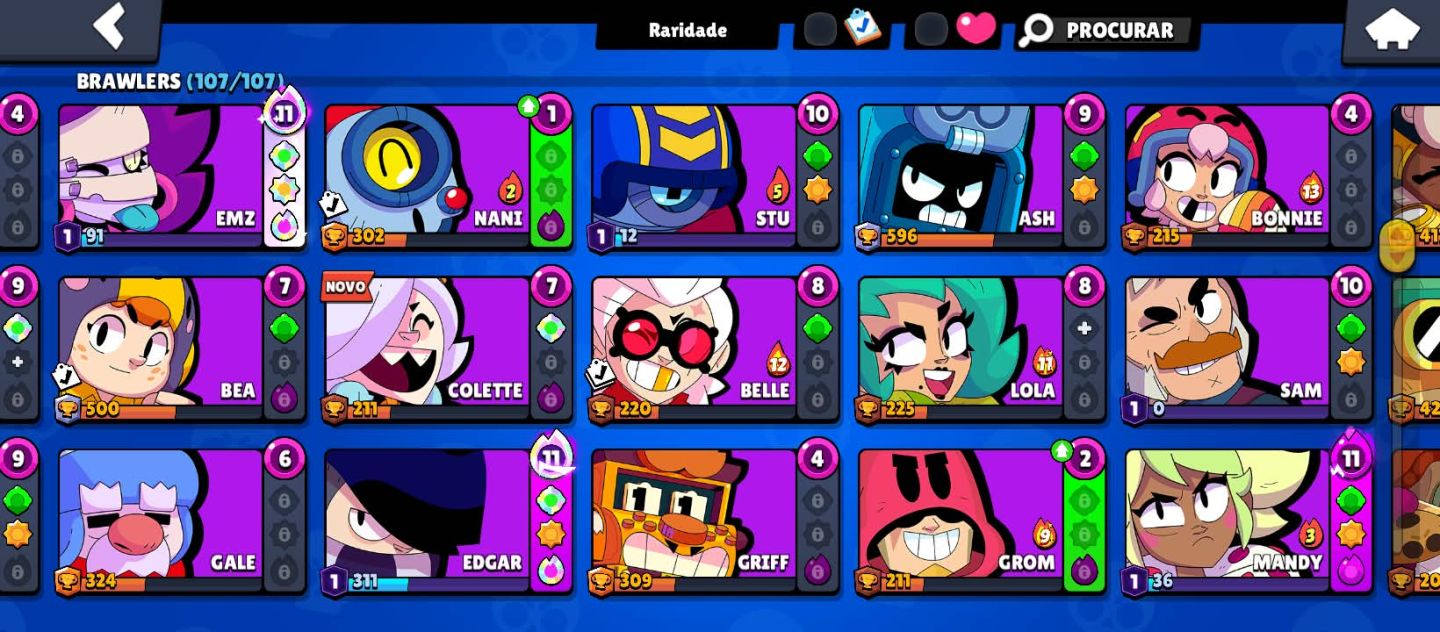 BRAWL STARS FULL 107/107 BRAWLERS + 52K TROFÉUS