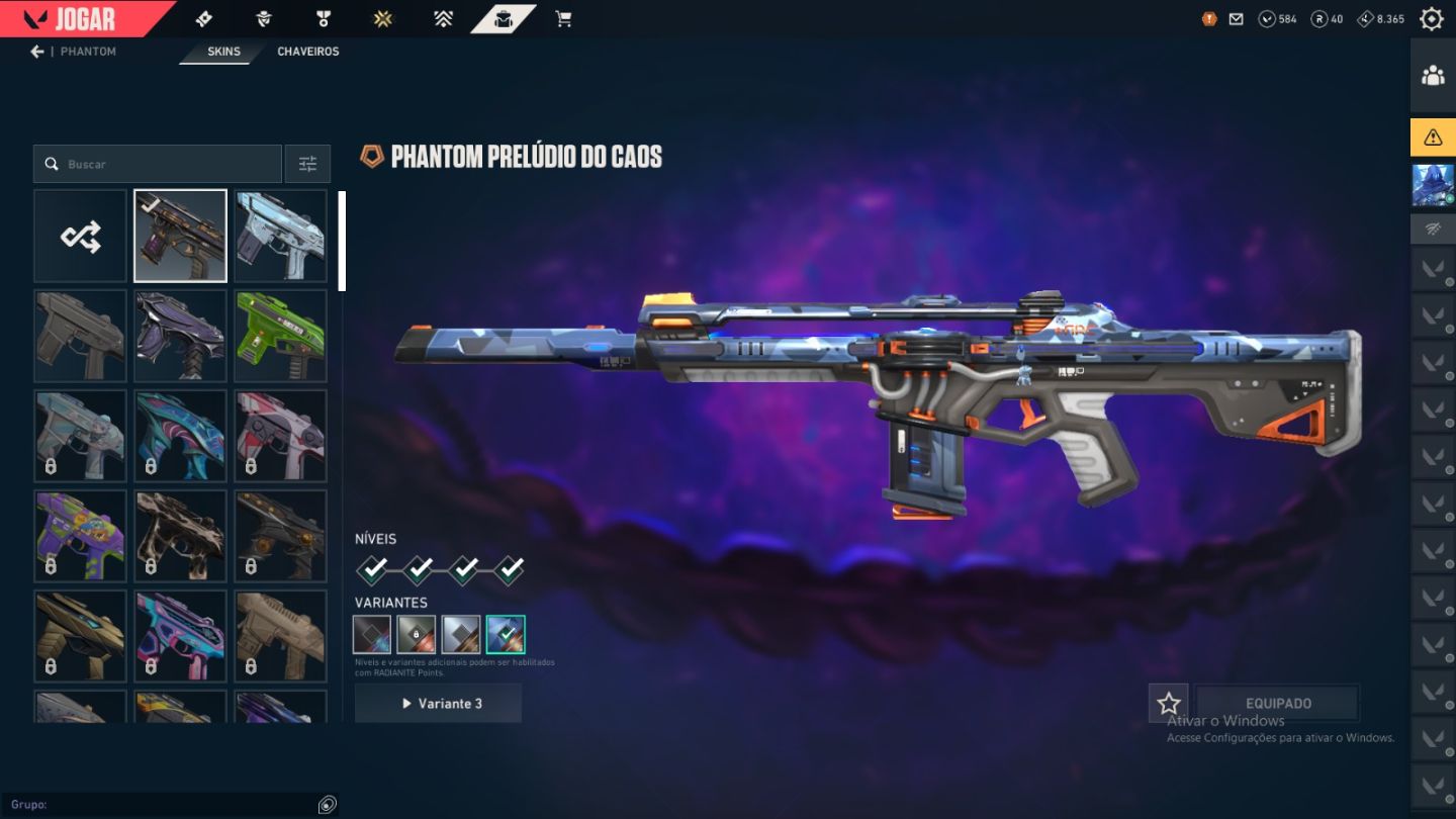 Conta Valorant - phantom preludio - chaveiro de irmortal