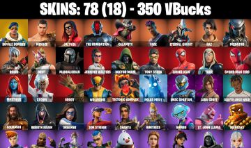 CONTA FORTNITE COM 78 SKINS ROYALE BOMBER/JOLTARA/STORM/GROOT/RAVENA/SUN STRIDER
