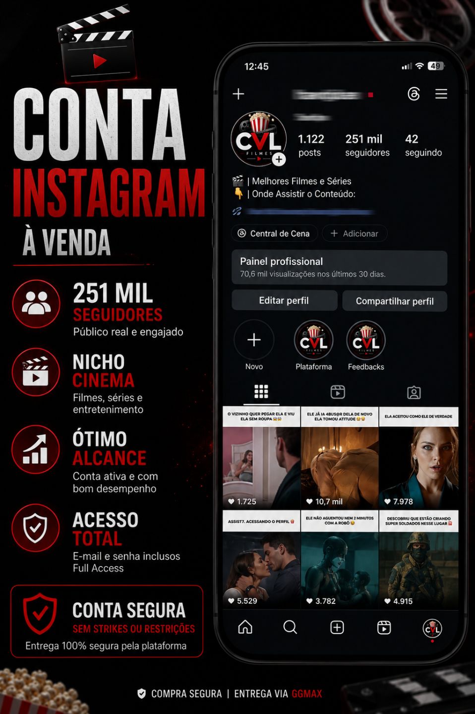 Conta Instagram com 251 mil seguidores