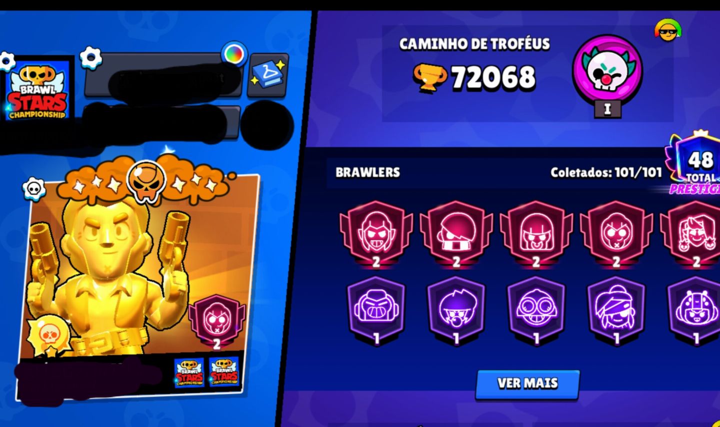 Conta de Brawl Stars com 75k de Blings!!!