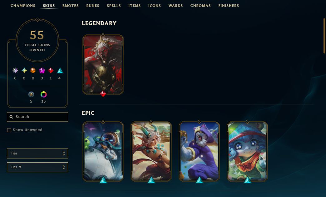 CONTA LOL MESTRE 500 PDL + / 55 SKINS / FULL ACESSO AOS DADOS / HONRA 5