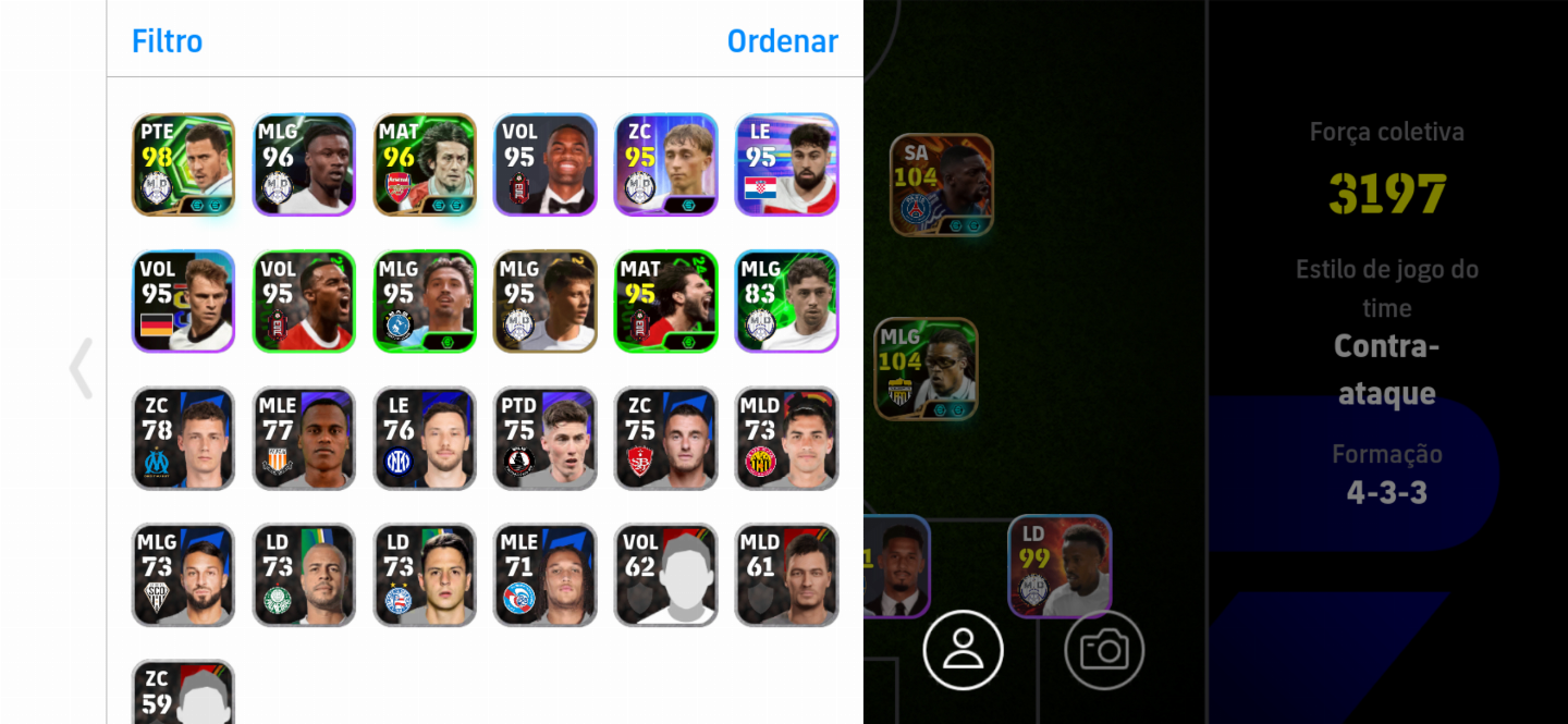 PELÉ 108, DEMBELÉ, HAZARD 106, PLATINI 106, PUSKÁS 106,CONTA DE EFOOTBALL MOBILE
