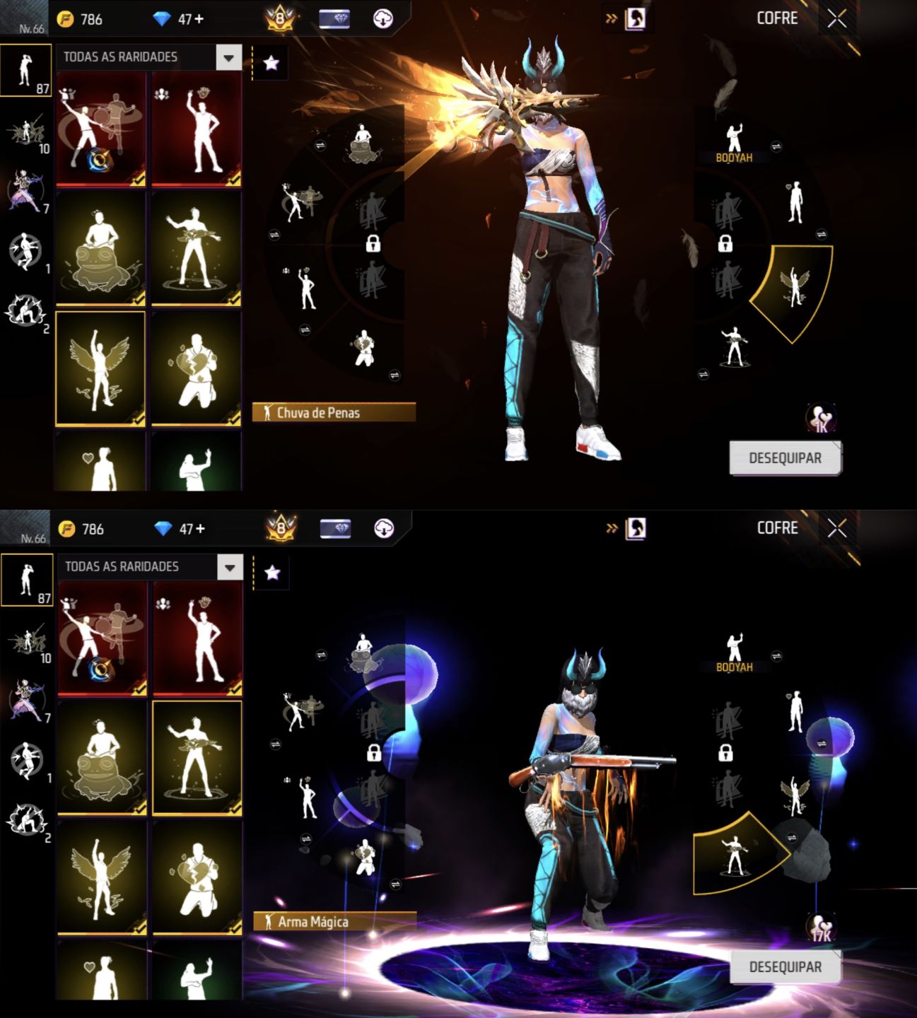 CONTA FREE FIRE PRIME 8, FEMININA E MASCULINA