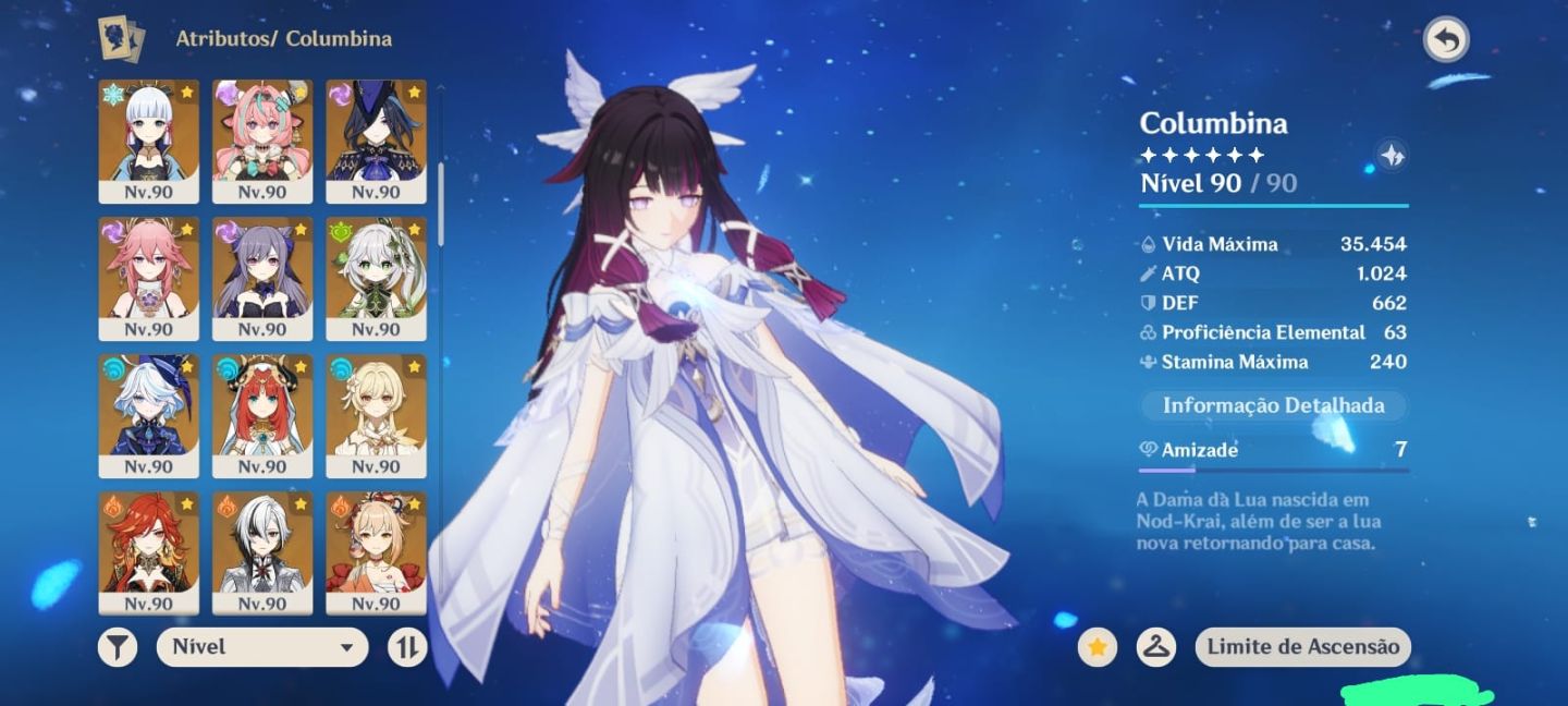 Genshin Impact - Columbina+Lauma+Nicole+Yae Miko+Raiden e outros conta End Game