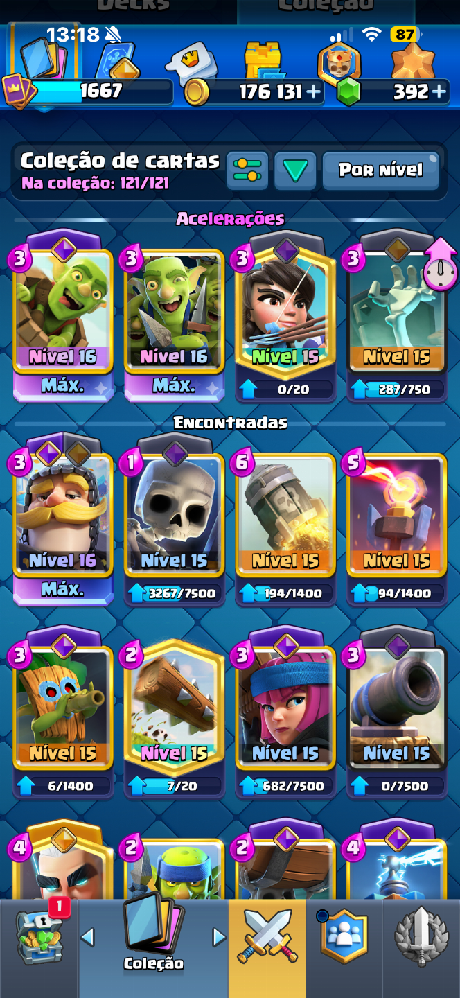 CONTA CLASH ROYALE LEVEL 15 - 10529 TROFEUS - DECK LOGBAIT MAXIMIZADO LEVEL 16