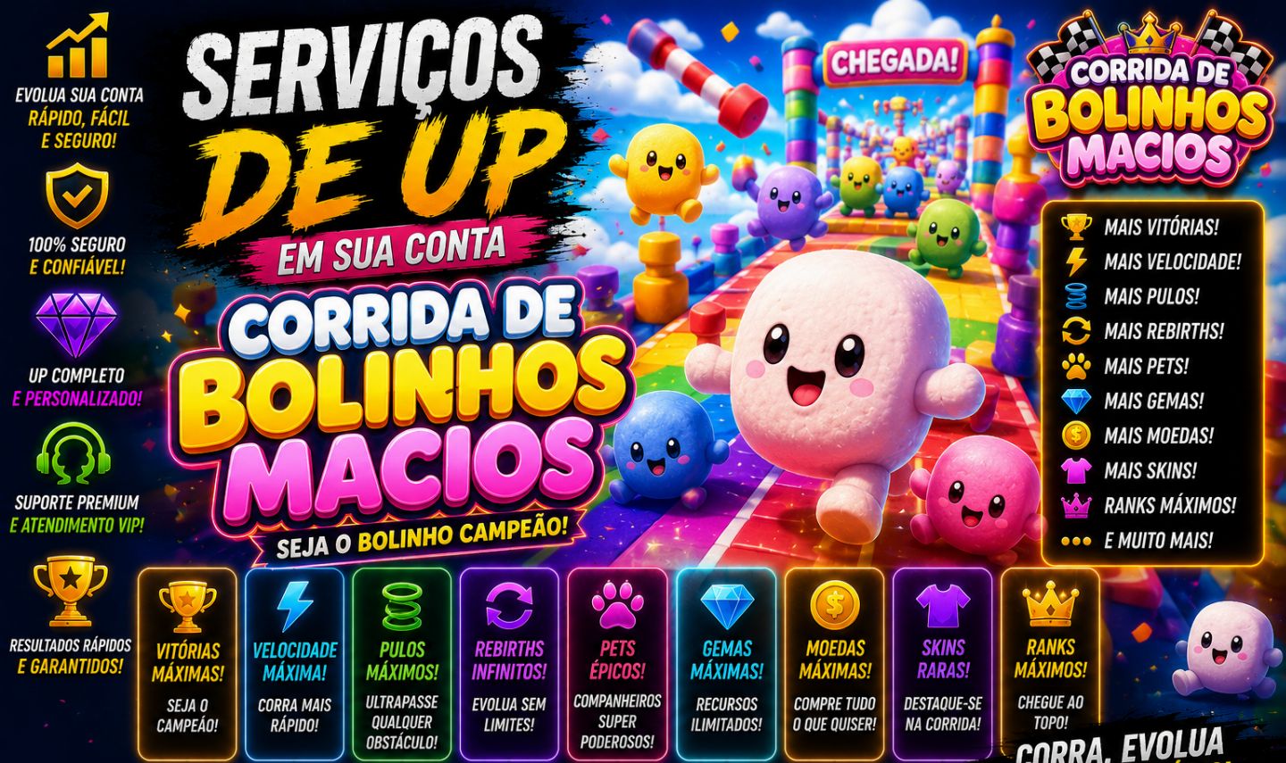 SERVIÇOS DE UP EM SUA CONTA CORRIDA DE BOLINHOS MACIOS | ROBLOX