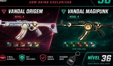 CONTA VALORANT NÍVEL 36 + Vandal Origin (evoluída) + Vandal Magepunk