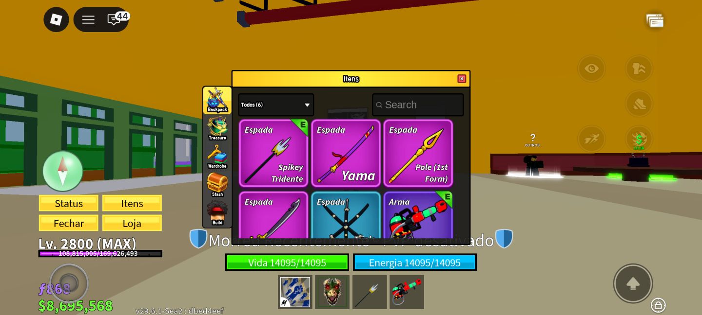 Conta bloxfruis com god human e trex ingerida level 2800(max)