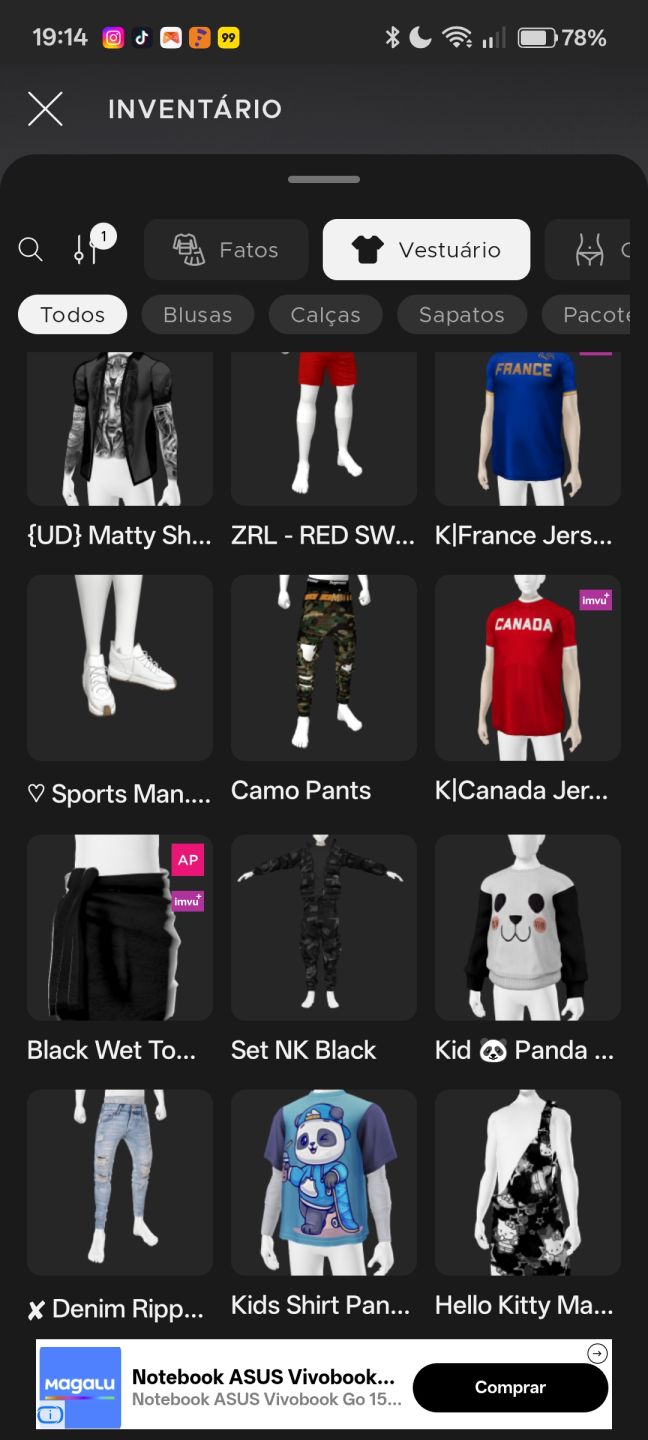 CONTA IMVU AP E AGE, COM KID E ADULTO