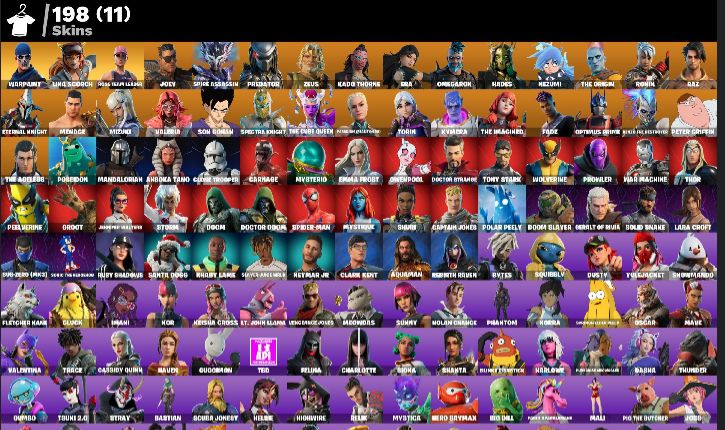 CONTA STW OG|198 SKINS|PASSE MARVEL|NEYMAR|LARA CROFT|EMOJIS ICONE|96 MAX STYLES