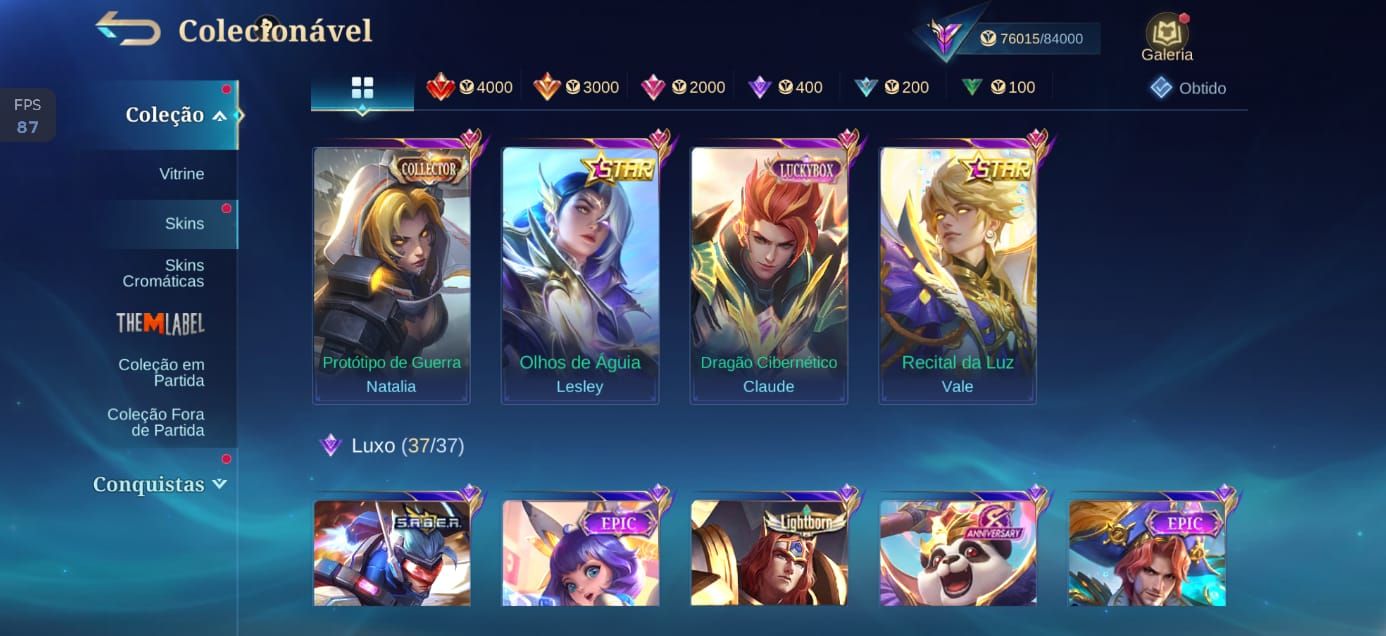 Conta Mobile Legends, com Muito Skins e Recursos