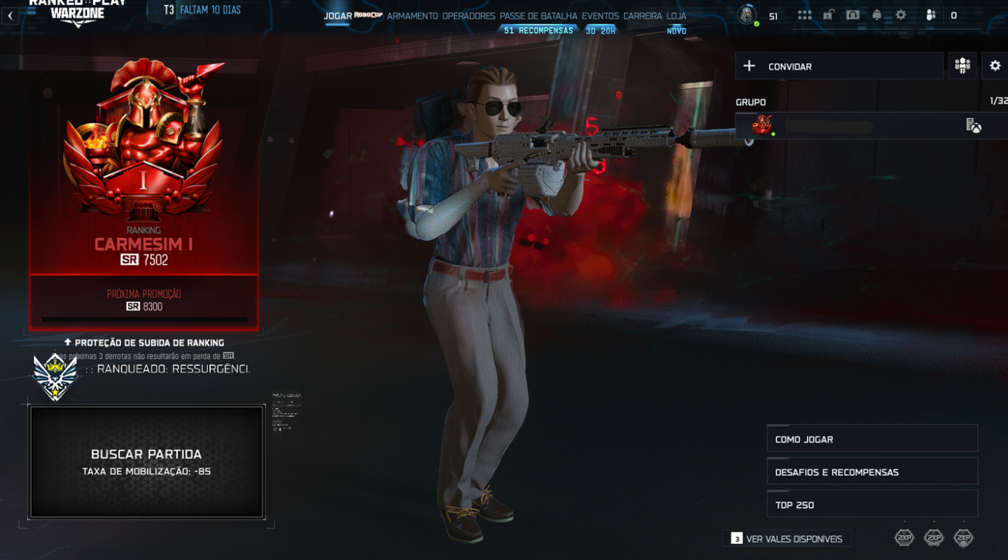 CONTAS WARZONE - CONTA BO7 NIVEL 55 E CAMUFLAGEM - RANKED - FULL ACESSO