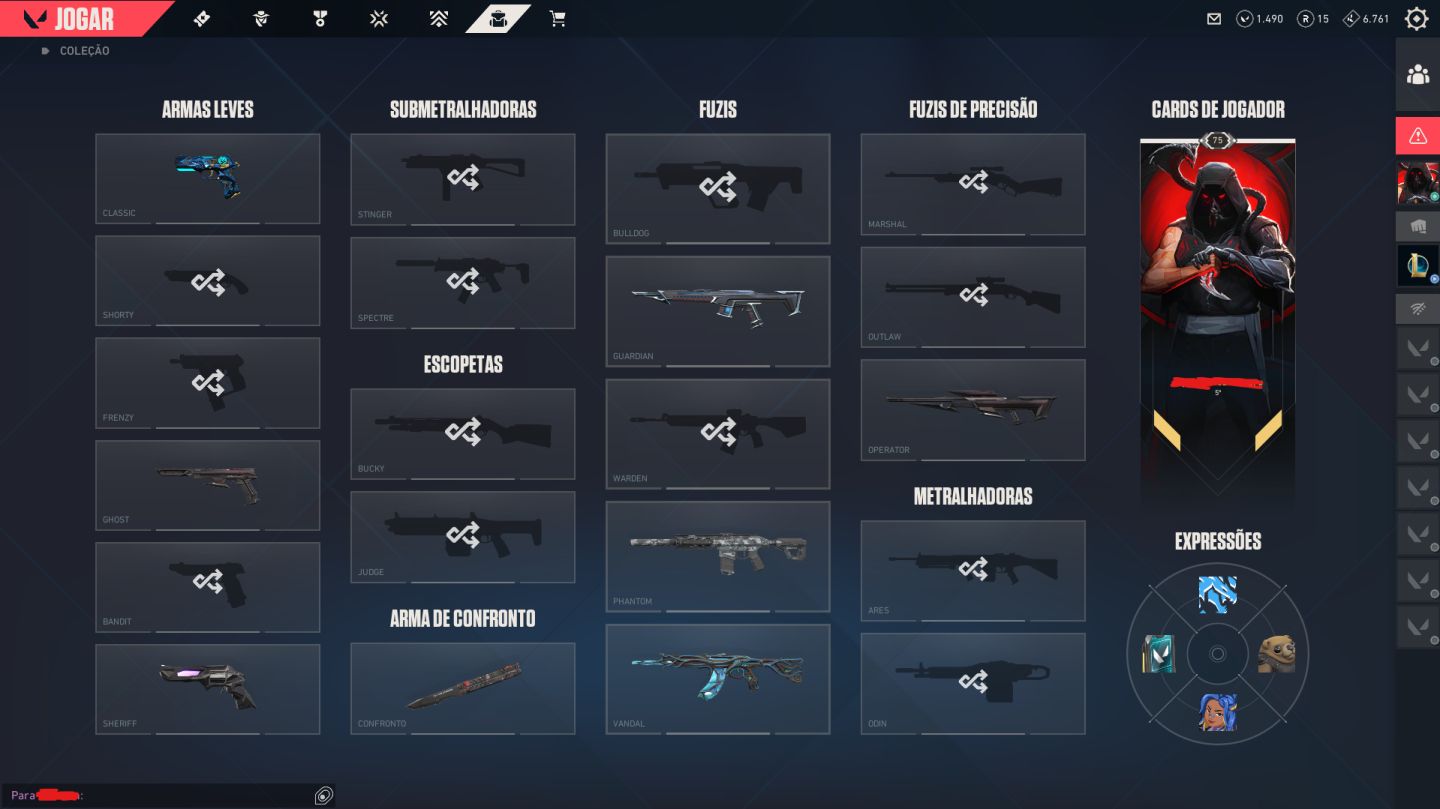 CONTA DE VALORANT COM VARIAS SKINS PLATINA 3