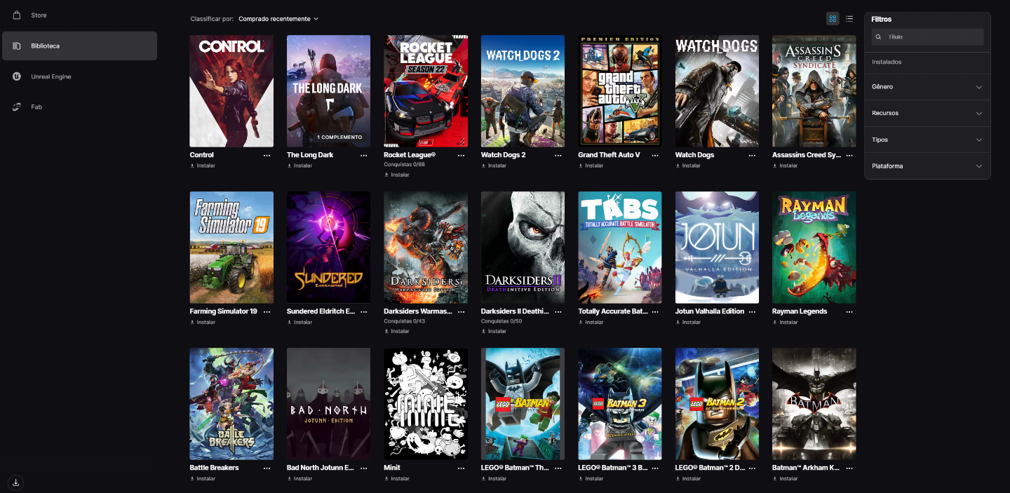 Conta Fortnite + Conta Epic com alguns jogos.