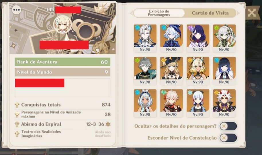 Oportunidade única!!! Furina C2, Itto C2, Nahida C2, Raiden C3, Neuvillette C2