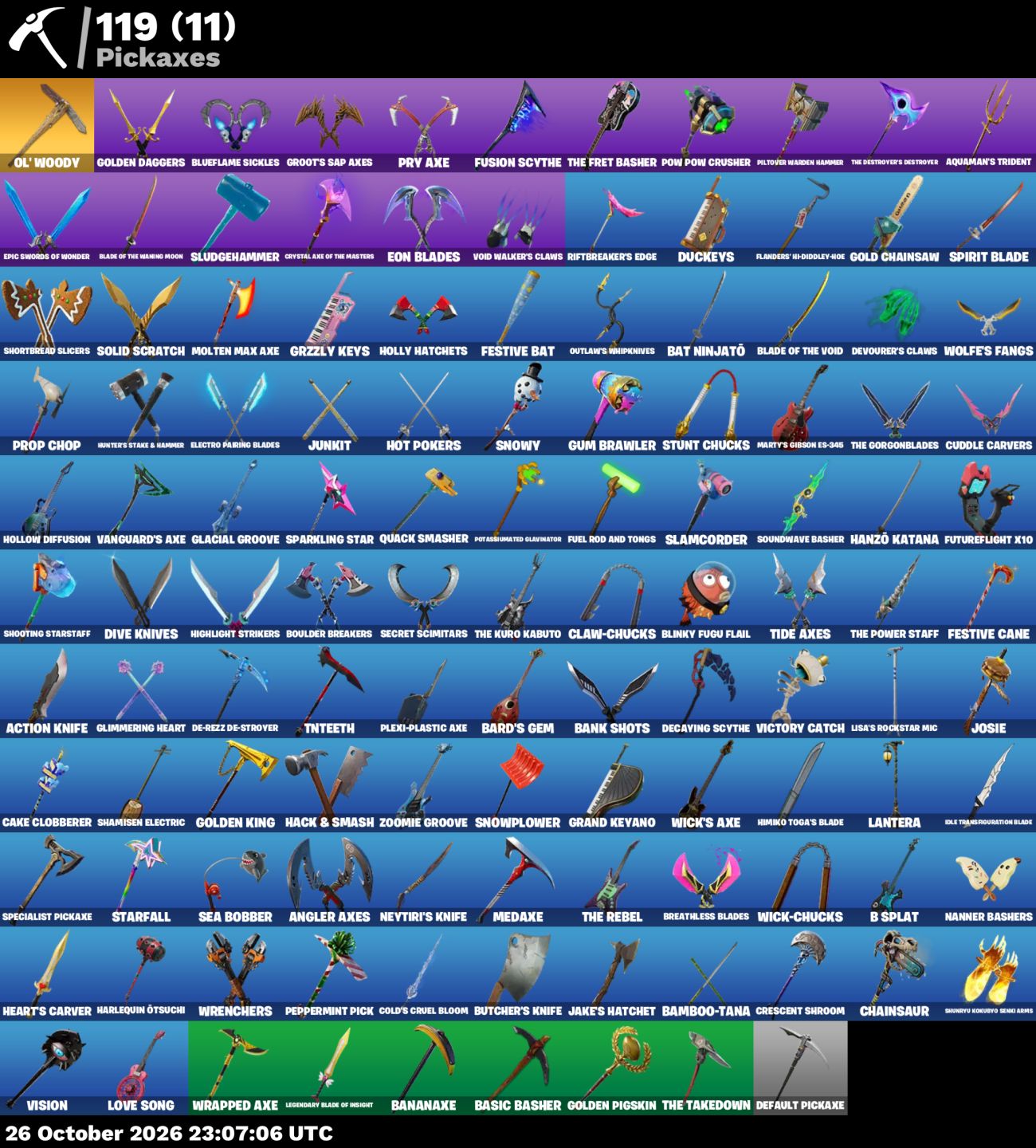 CONTA FORTNITE RARA! 54 SKINS + 119 PICARETAS + 115 EMOTES |