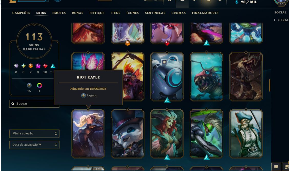 CONTA DE LEAGUE OF LEGENDS RAMMUS REI/RIOT KAYLE E + BAROM NATALINO PORO COSPLAY