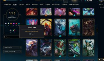 CONTA DE LEAGUE OF LEGENDS RAMMUS REI/RIOT KAYLE E +