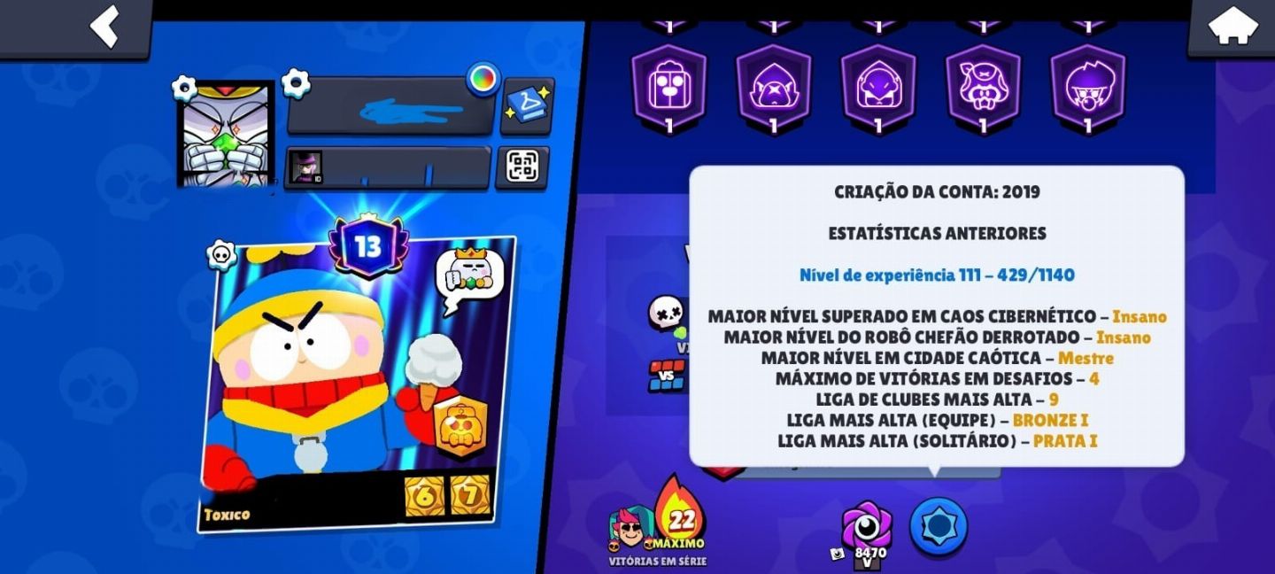 Conta Brawl Stars 42151 Troféus, 14 Lendários, conta criada em 2019!!!