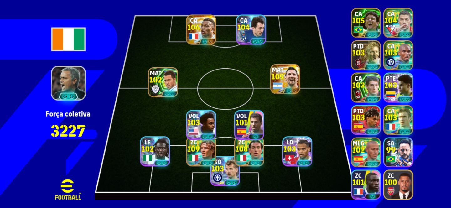 CONTA DE eFOOTBALL Força 3227 | Messi 109, Maldini, Nesta, Mbappé