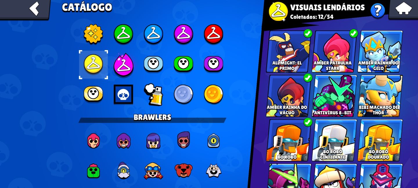 Conta de Brawl Stars com várias coisas