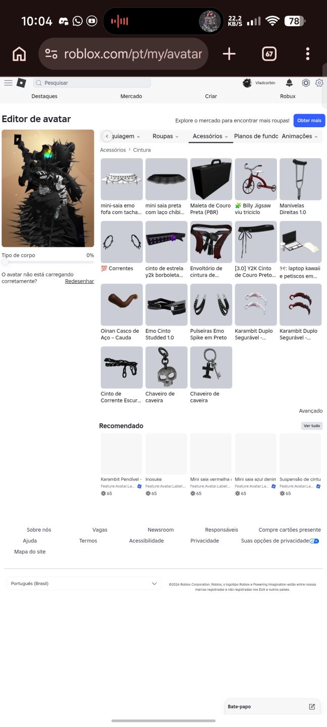 Conta de roblox com mais de 80k de robux gasto com coroa 8 bits e korblox