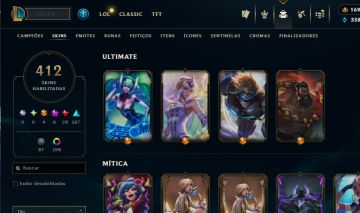 Conta LoL Nível 890 | 412 Skins + 7Míticas + 4Utimate| 338k EA| Honra alta