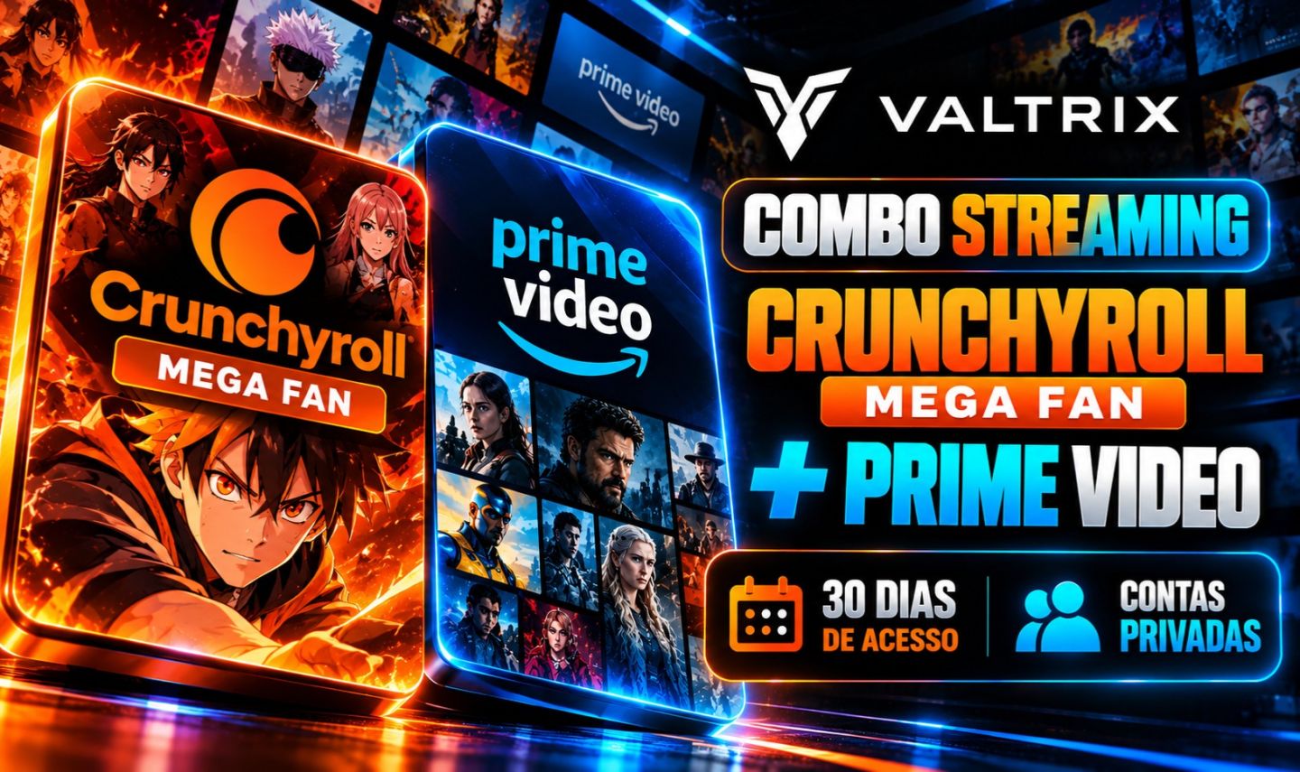 COMBO CRUNCHYROLL MEGA FAN + PRIME VIDEO | 30 DIAS | PRIVADO