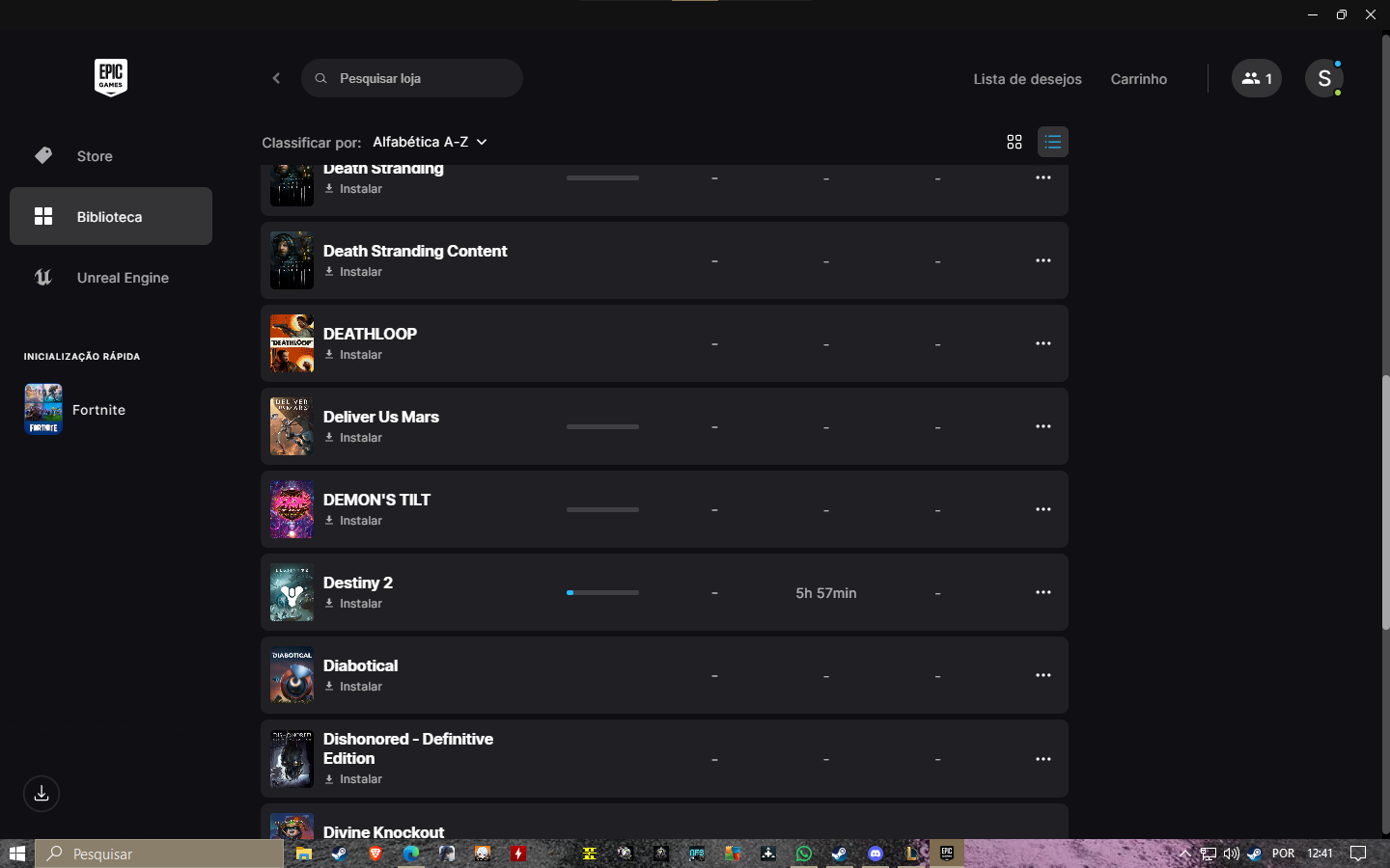 Conta Epic Games com varios jogos