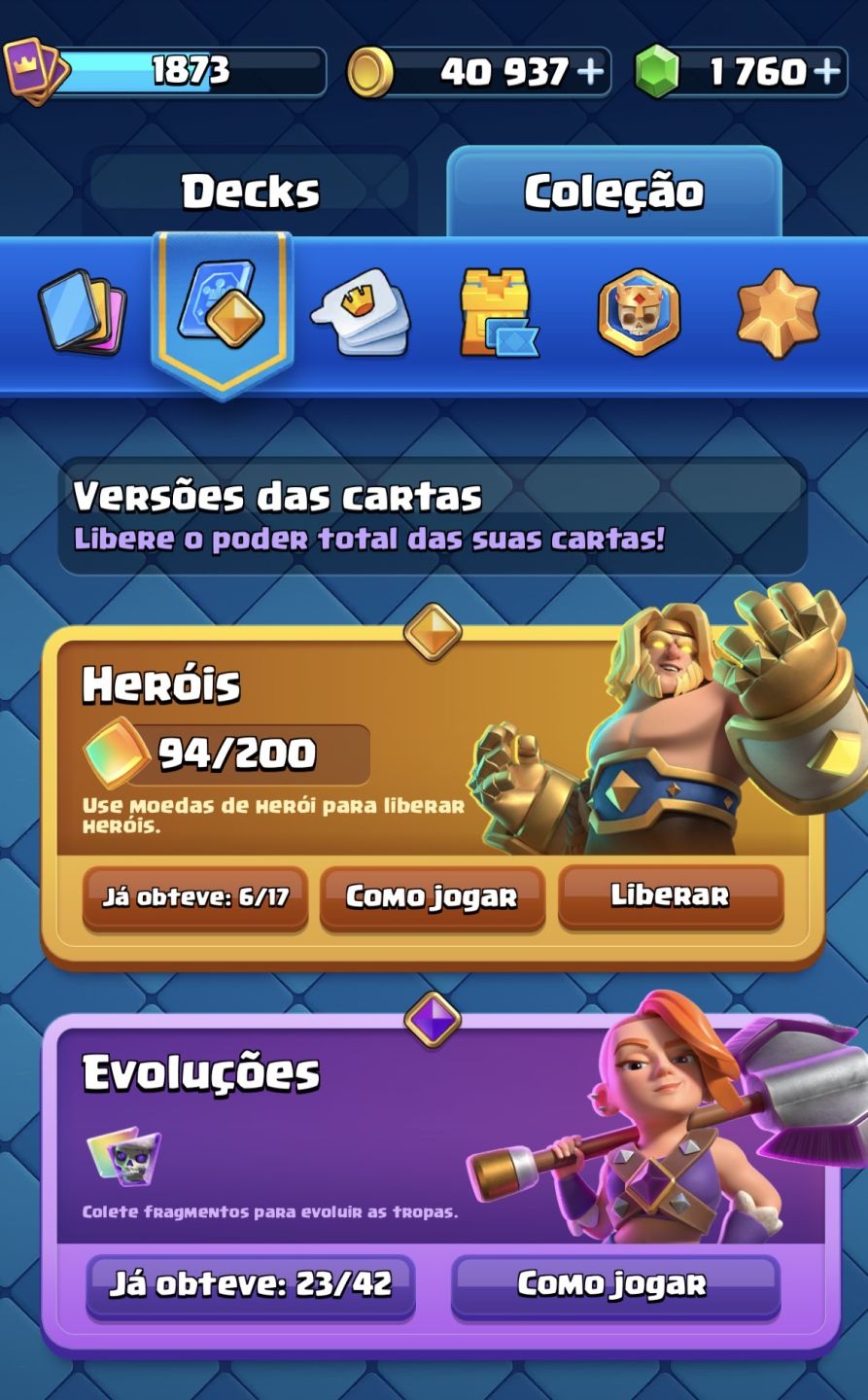 Conta Clash Royale 10 Anos 14k Trofeus (32 Cartas Nv 16, 23 Evos) + CoC 13 etc.
