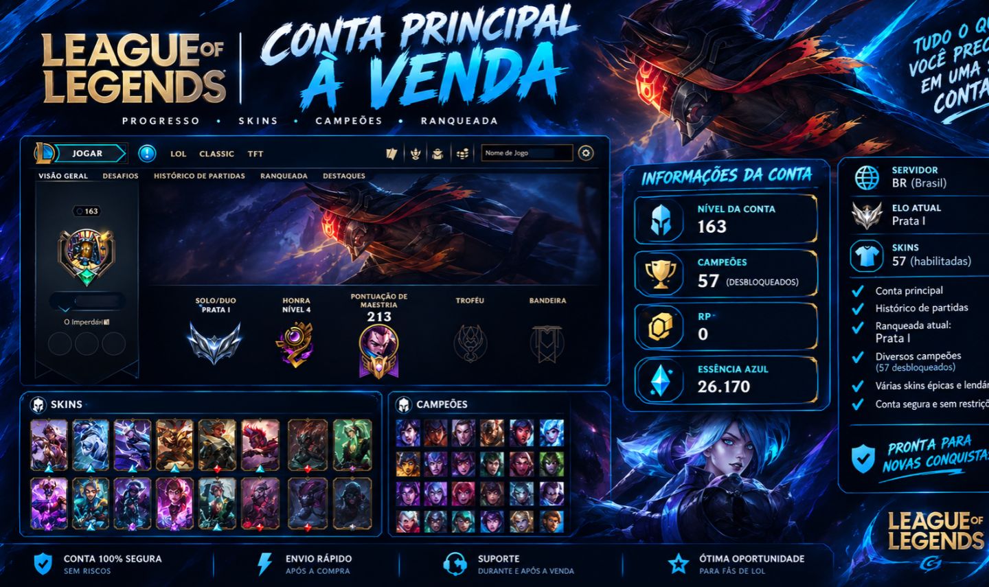 CONTA DE LOL NIVEL 163 ELO: PRATA