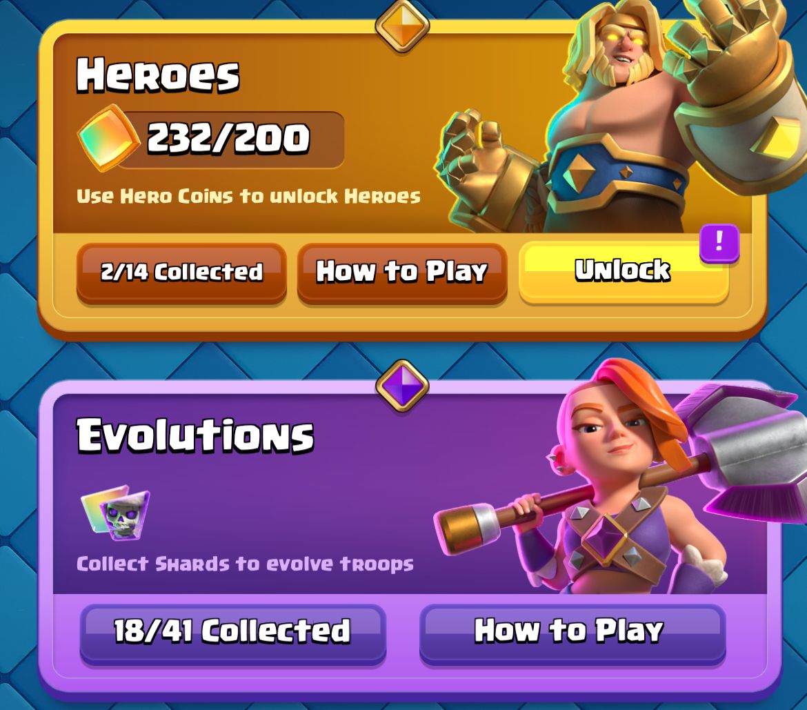 CONTA CLASH ROYALE GEMADA, 18 EVO 3 HERÓIS, (1 VC PODE ESCOLHER)