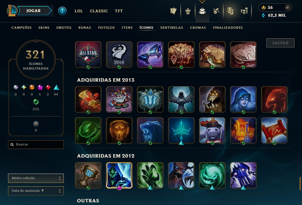 Conta Lol de 2011 com Kayle Juiza / 873 Skins / Nivel 497 / 321 Icones