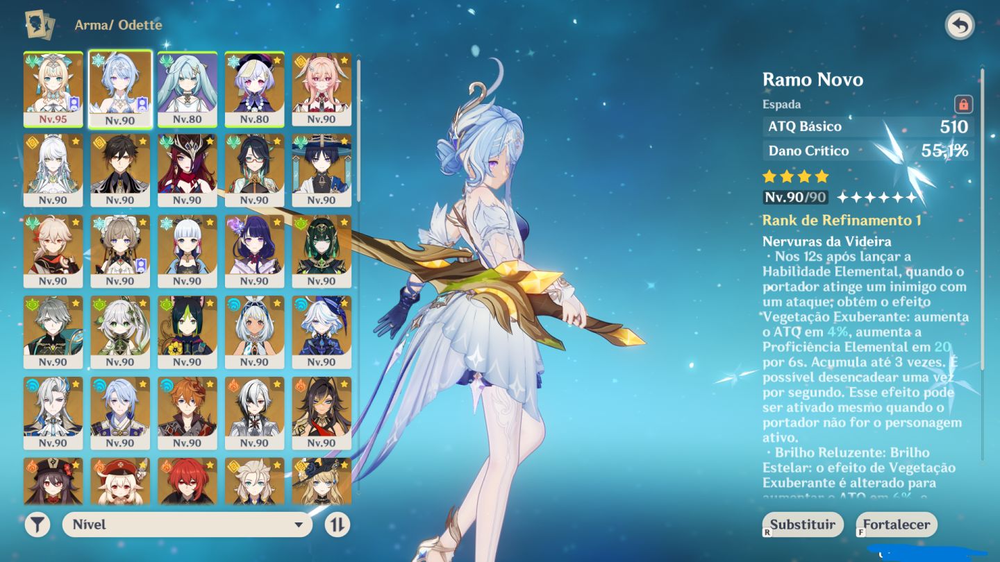 CONTA GENSHIN 56 PERSONAGENS T5 E 11 ARMAS T5