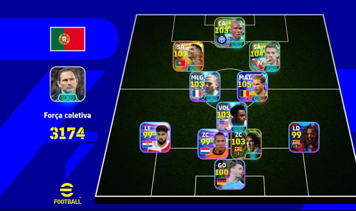 CONTA eFOOTBALL CR7 107! FORÇA 3174 + DE BRUYNE 105 COM DOIS BIG TIME!!