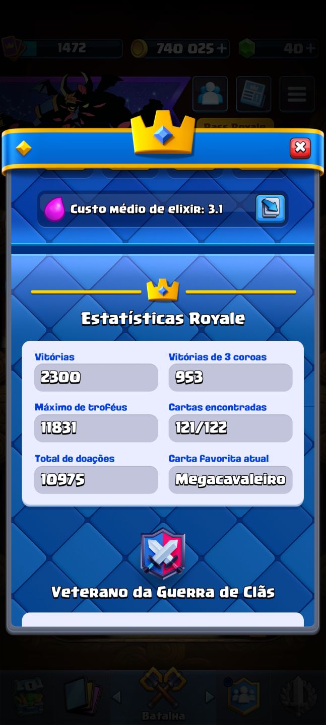 ACC CR NVl 15 DECK FUL 4 HERÓIS 13 EVOLUÇÕES 8 ANOS CARTAS NVL 16 TROFÉUS 11661