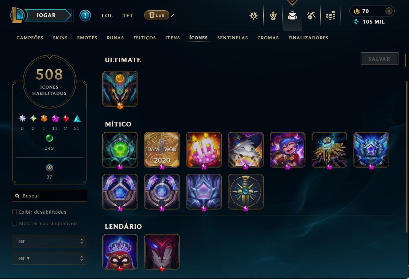 Conta LoL Esmeralda atual, 2013, 288 Skins, Todos Campeões