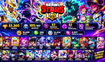 PROMOÇÃO CONTA BRAWL STARS GEMADA | 32K TROFÉUS | 103/107 BRAWLERS | 57 MAX