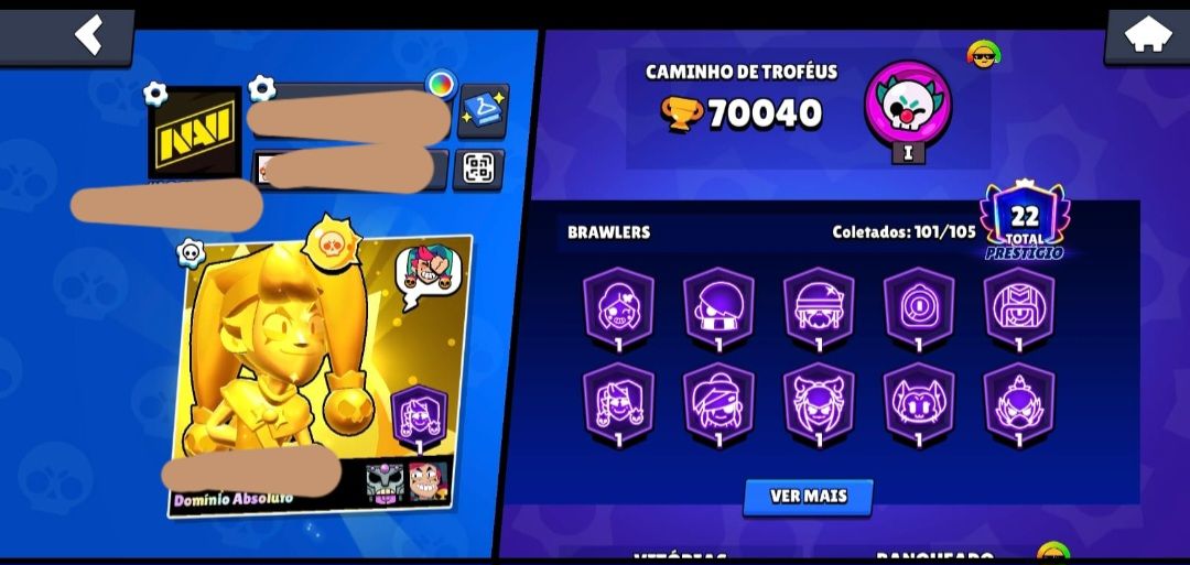 CONTA BRAWL STARS ELITE 70.000 TROFEUS