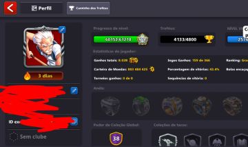 Conta 8 Ball Pool | 800M de Fichas + 200 Notas | Único Dono Pronta p/ Jogar
