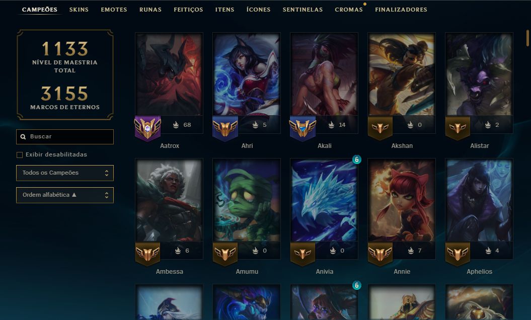 CONTA TOP DE LEAGUE OF LEGENDS À VENDA MESTRE 125 PDL - 277 skins