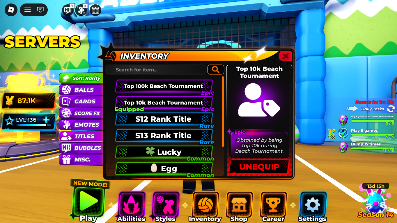 Conta de volleyball legends com [ TSH + AKARI + ENCHO + SANJU ] level + 130