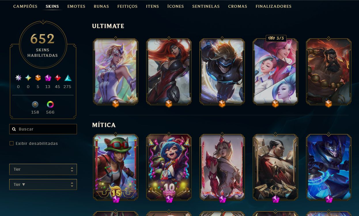 Conta de lol 2013 main sup, com skins de adcs e mid tbm o