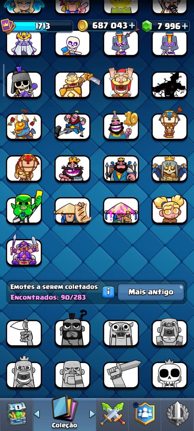 Conta de Clash royale de 9 anos super gemada com vários cartas level 16